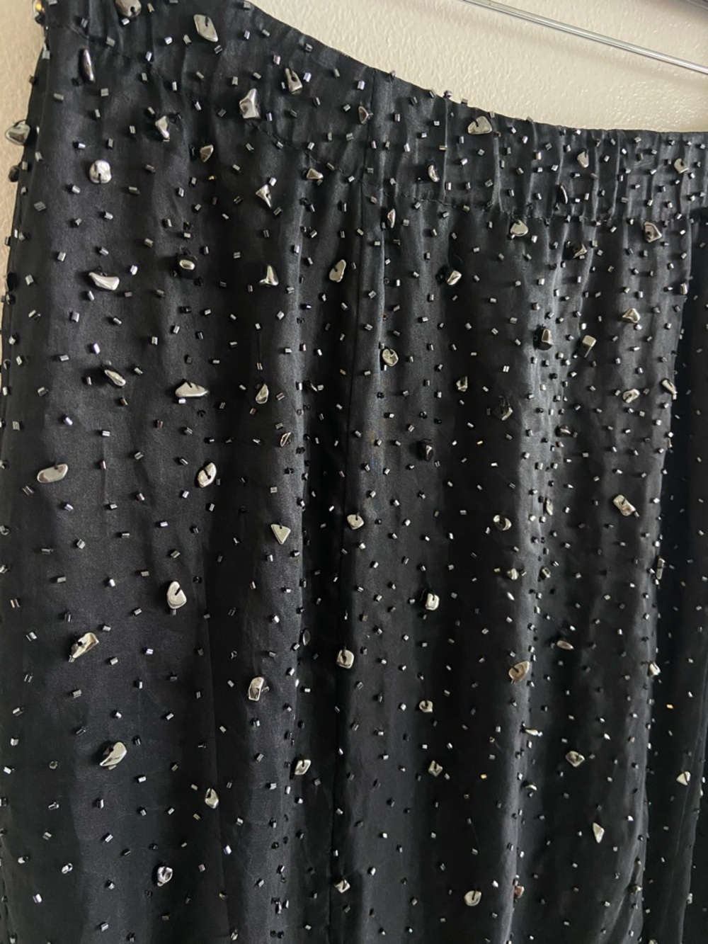 Dana Buchman Black Beaded Silk Evening Gala Maxi Skirt 12 - Picture 2 of 7